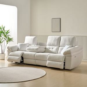 블루밍 제로월 4인 전동 리클라이너 소파 패브릭 이지클린