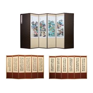 6폭 경작도 자수 병풍