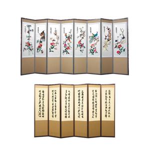 8폭 화조도 자수 병풍