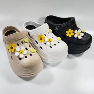7cm 통굽 데이지 꽃 EVA 키높이 아쿠아 샌들 슬리퍼 클로그 슬리퍼