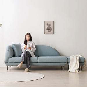 로니 슬림 3인 가죽 소파(스툴포함)