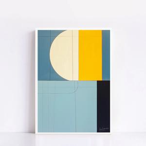 No.632 Orizzonte 추상 모던 블루 옐로우 거실 중문 집들이 아트 예술 그림액자