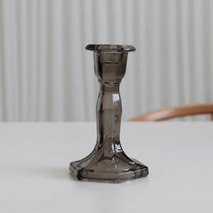 홈카페 컬러 글라스 촛대 캔들홀더 라운드(그레이)