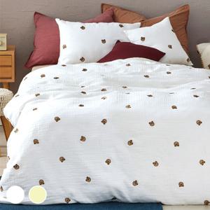 허니곰 삼중직 요루거즈 자수 차렵이불+베개커버, 2color