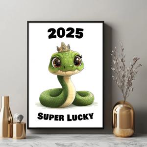 왕관 뱀그림 알루미늄액자 2025 새해 을사년 푸른뱀 뱀띠 포스터 일러스트 특별한 선물