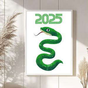 2025 녹색 뱀그림 알루미늄액자 새해 을사년 푸른뱀 뱀띠 포스터 일러스트 풍수 인테리어
