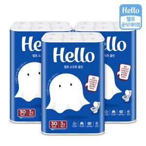 소프트 클린 3겹 천연펄프 화장지 27m 30롤 3팩