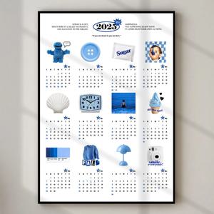 2025년 캘린더 달력 벽꾸미기 포스터 인테리어 캔버스 액자 Blue