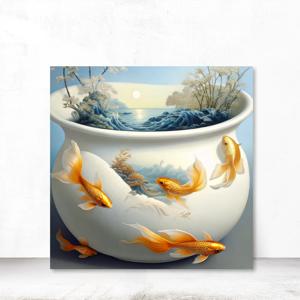 재물 복 승진 돈들어오는그림 황금붕어 달항아리 풍수 현관 거실 개업 인테리어 캔버스 액자
