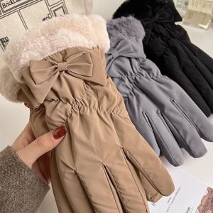 리본셔링 고퀄리티 기모퍼 패딩장갑 터치가능 여성장갑 컬러3종