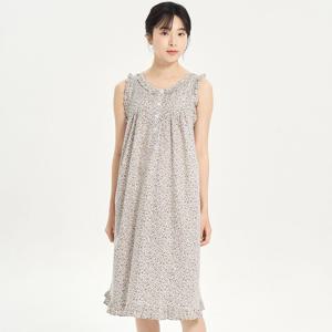 보라잔꽃 나시 순면 여성 원피스 잠옷