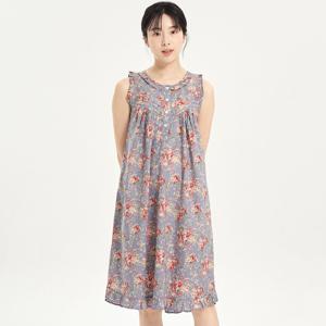 연보라장미 나시 순면 여성 원피스 잠옷