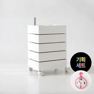 빙그리 회전서랍 트롤리 5단+SVEN 고리시계
