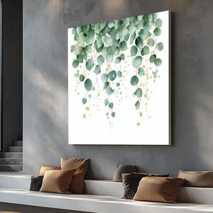 황금빛 유칼립투스 그림 캔버스액자 식물 나뭇잎 그린 모던 홈 카페 벽 인테리어 액자