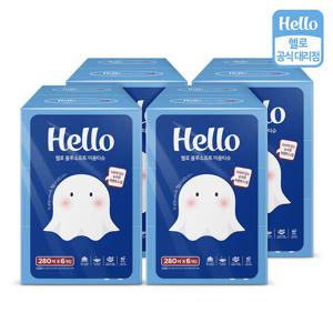 블루소프트 먼지없는 2겹 천연펄프 미용티슈 280매 6개입 4팩