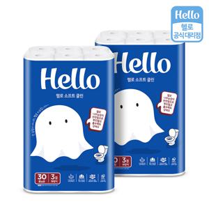 소프트 클린 3겹 천연펄프 화장지 27m 30롤 2팩
