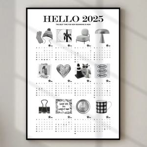 2025년 캘린더 달력 벽꾸미기 포스터 인테리어 캔버스 액자 Silver