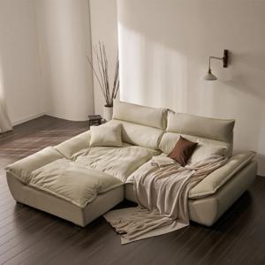 안목 청신 와이드 가죽 3인용 소파 스툴 세트