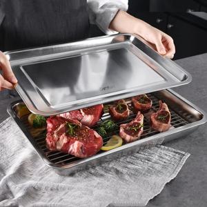 주방용 스텐 사각 밧드 트레이 세트 플레이트 쟁반 (4size)