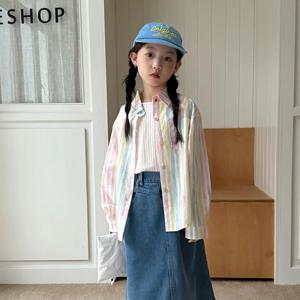 레인보우 파스텔 스트라이프 셔츠 R13339