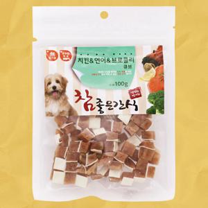 강아지져키 애견간식 치킨연어브로콜리큐브 100g