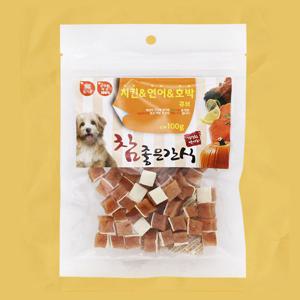 강아지져키 애견간식 치킨연어호박큐브 100g