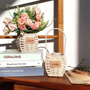 왕골 해초 꽃꽂이 사각 라운드 라탄 바구니 꽃바구니