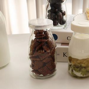 헥사 실리콘뚜껑 뉴트로 우유병 180ml 8p 스냅캡 요거트 유리병