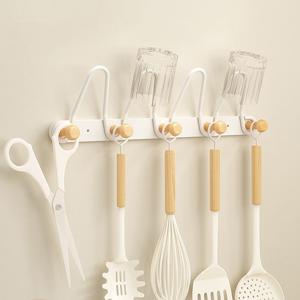 [해외] 심플 모던 원목 조리도구걸이 다용도 컵꽂이 냄비뚜껑받침 9구