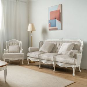 시에나 프렌치 패브릭 3인용 엔틱 쇼파 원목 인테리어