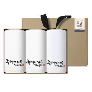 명절 설날 새해 신년 타올 수건 크라프트세트(좋은일 3P+스티커)