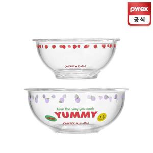 [파이렉스X노티드] 내열유리 유리 믹싱볼 880ml + 2.4L