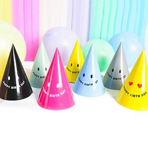 스마일 생일 고깔 모자 6개입 생일파티 돌잔치 이벤트 장식