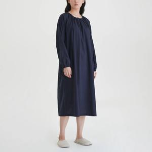 여 퓨어 코튼 긴팔 파자마 원피스 (2 colors)