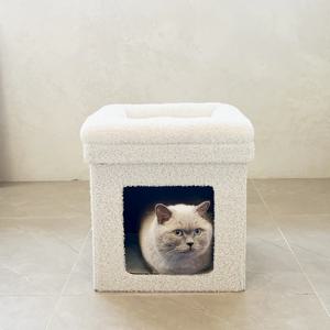 포슬 부클레 사각 고양이 강아지 하우스 숨숨집 스툴