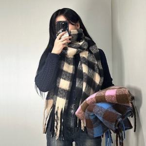커플 빅 체크 롱 머플러 겨울 목도리 폭닥폭닥 포근한 폭닥 빅사이즈 여성 데일리 룩 여자