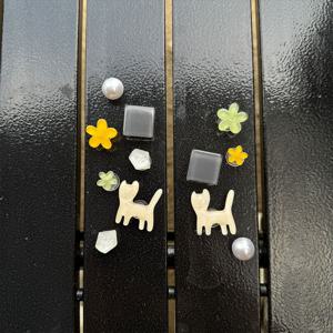 클로버 고양이 캣 슬리퍼 실내화 꾸미기 장식 파츠 참 액세서리 세트 12pcs