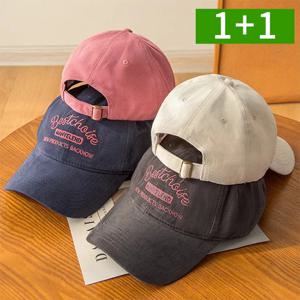 1+1 볼캡 여성 야구 모자 면 자수로고 빅사이즈 캡모자
