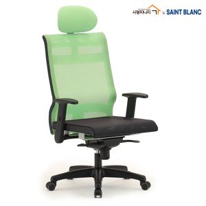SK931 고탄성 투컬러 메쉬 등받이 팔걸이 헤드형 사무의자 대형