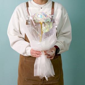 이벤트 기념일 졸업식 생일 조화 홀로그램 장미꽃 (대형) 한송이 조명꽃다발