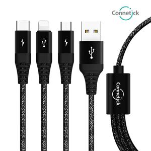3in1 고속충전 케이블 C타입 8핀 5핀 충전케이블 USB타입 패브릭케이블