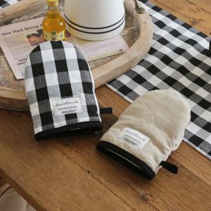 블랙체크 주방장갑 1P 2color