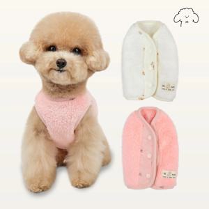 반려동물 강아지옷 딸랑딸랑 플라워 플리스 조끼 S-2XL, 2colors