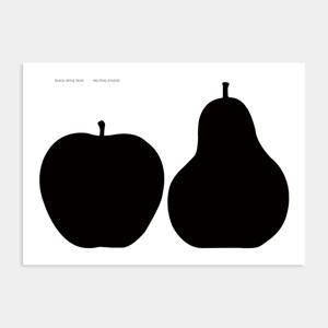행운을 부르는 회장님 풍수 사과 그림 포스터 액자 / 12 Black Apple Pear