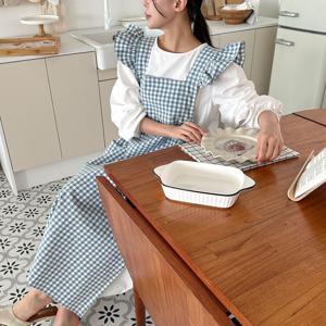 코발트 프릴 롱앞치마 에이프런 주방/카페/공방/브이로그 4color