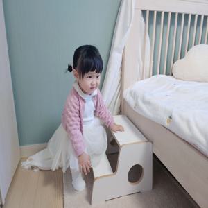 쁘띠 아이 스텝스툴 2단 자작나무 화이트 튼튼한 키높이 발받침 침대 계단