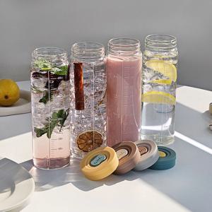 헥사 내열유리 눈금유리병 투톤실리콘캡 4종세트 500ml 아기 음료 우유 주스