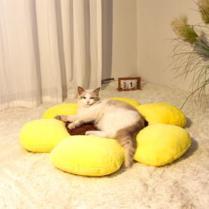 고양이 강아지 특대형 해바라기 쿠션
