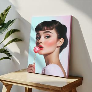 오드리 햅번 사탕 그림 캔버스 알루미늄액자 화이트데이 선물 카페 원룸 인테리어 액자