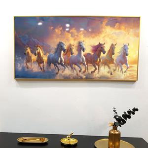 승진 출세 합격 풍수지리 야생 말그림 돈 들어오는 럭셔리 와이드 대형 액자  120x60